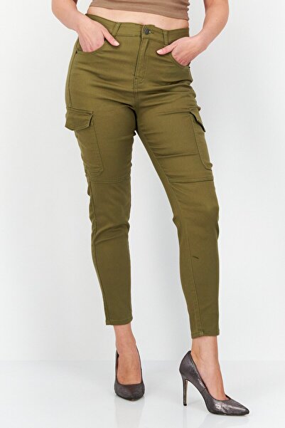 Don't Call Me Jennyfer Women Skinny Fit High Waist Cargo Pants, Beige