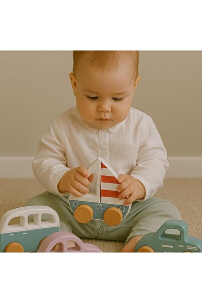 Brick Hues Montessori Wooden Car Set of 4