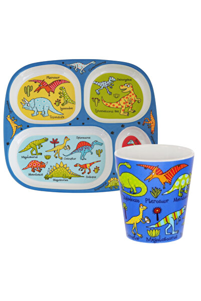 Tyrrell Katz Mini Compartment Plate and Drinking Cup for Baby // Dino Medium