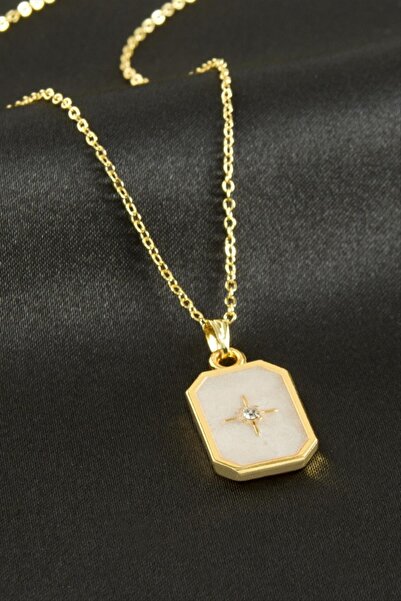 ZERO LAND Gldisptm Star Enamel Necklace - (75912) Silver Color