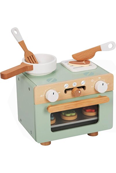 Brick Hues Wooden Mini Oven Playset 21pcs – Montessori Pretend Play Kitchen Set with Cookies