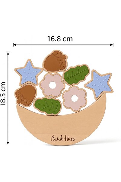 Brick Hues Montessori Stacking & Balancing Set – Nature Inspired Wooden Acorn, Flower & Leaf Blocks