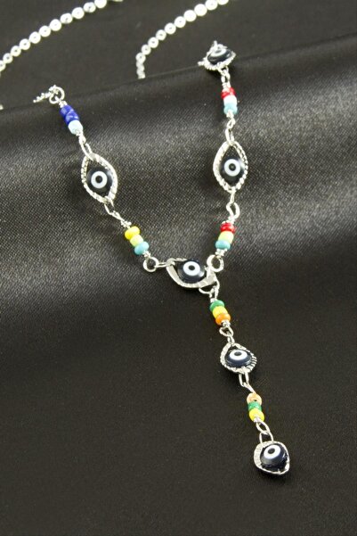 ZERO LAND Gldisptm Nazar Mineli Y Necklace - (75635) Silver Color