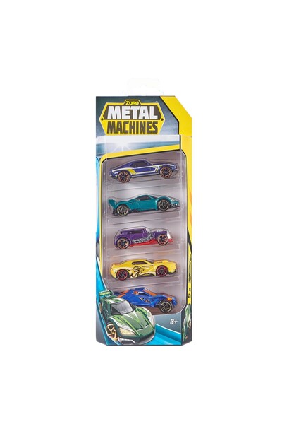 Metal machines Превозни средства, комплект от 5 състезателни коли 1:64
