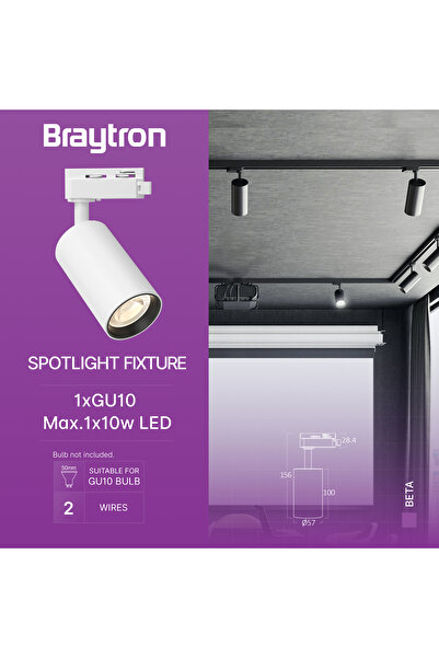 Braytron GZ10 DUY AMPULLU DEKORATİF MONOFAZE BEYAZ KASA RAY SPOT