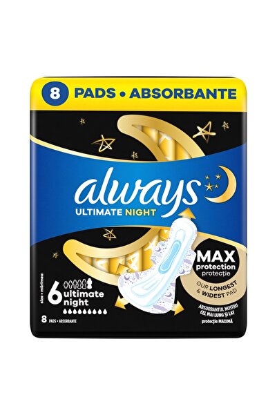 Always Ultimate Night, absorbante igienice, marimea 6, 8 buc