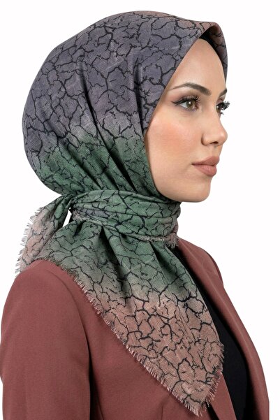 hadiora Women's Gray Green Marble Patterned Cotton Flared Scarf