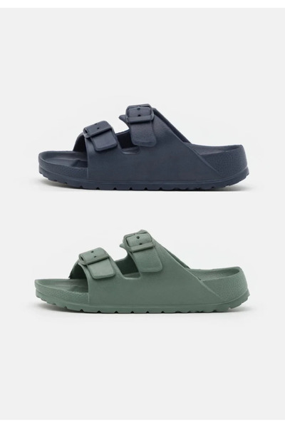 Cotton On Papuci pentru copii - 2 perechi (Bleumarin și Verde militar)