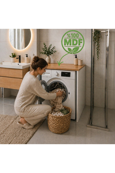 MOBİLYACIN Çamaşır Makinesi Kapaksız Banyo Dolabı - Atlantik çam