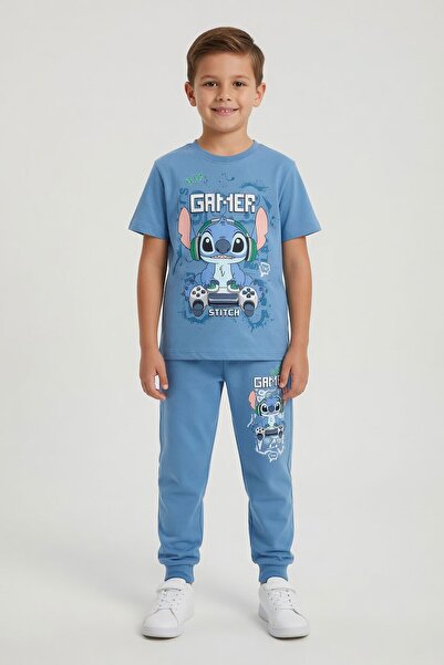 Cansın Mini Μπλουζάκι με στάμπα Blue Gamer Character και σετ φόρμας για αγόρι...