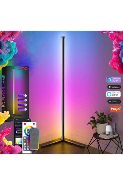 Qova 160 εκ. Γωνιακό Έξυπνο Φωτιστικό Δαπέδου LED RGB IC, Qova ® Έλεγχος μέσω...