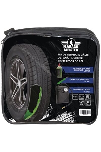 Garage Meister Kit de reparații anvelope cu compresor, soluție de etanșare și...
