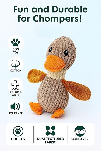 Brick Hues Plush Duck Squeaky Dog Toy