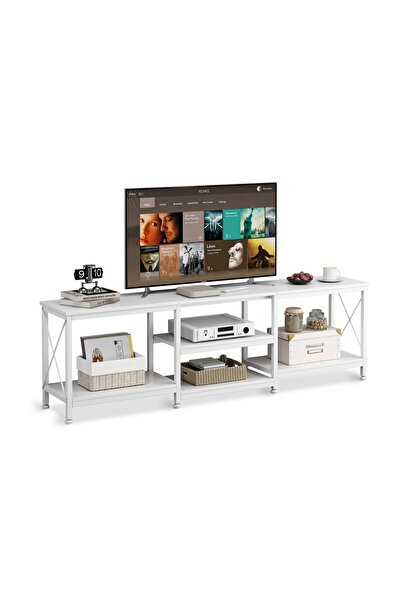 DASEN White TV Stand Console Table with 3-Tier Storage Shelf, 180*40*60cm TV ...