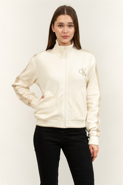 Calvin Klein BEJ LOGOLU FERMUARLI KADIN SWEATSHIRT