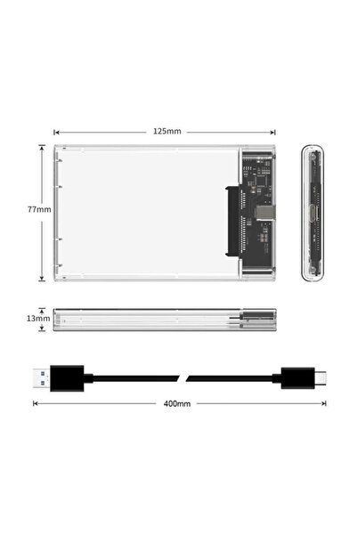 Genel Markalar Ancheyn 2.5 Sata Type C Usb 3.1 Usb 3.0 Şeffaf Harici Ssd Hdd Hard Disk Kutusu 4389