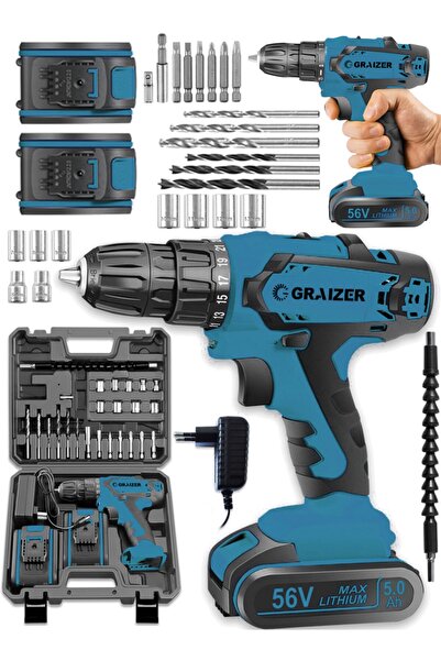 Graizer Alman Gtx-56 V 5 Ah Darbeli Metal Şanzuman Bakır Sargili Çift Akülü V...