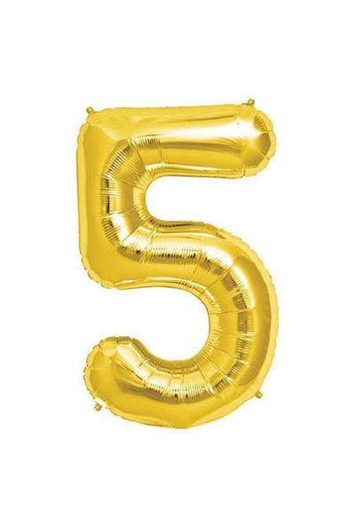 süslü horanta Number Foil Balloon 40 Inch 100 Cm Gold Color 5 (five) Number