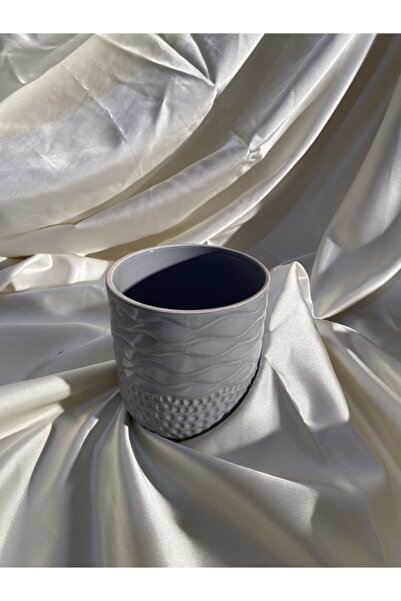 AFAM HEDİYELİK Gri Desenli Seramik Bitki & Orkide Saksısı