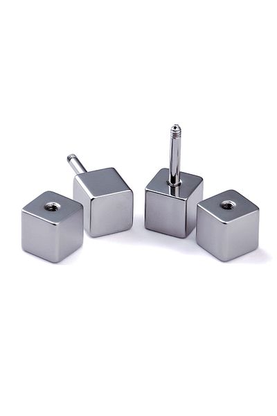 The Collection Unisex Silver Cube Steel Earring