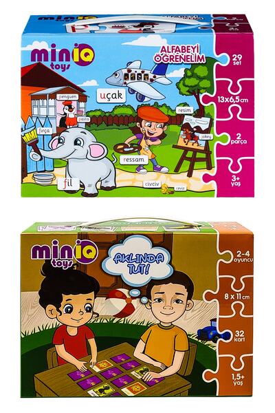 minİQ toys هيا نتعلم الحروف الأبجدية + لعبة تذكر الذاكرة، مجموعة مكونة من قطع...