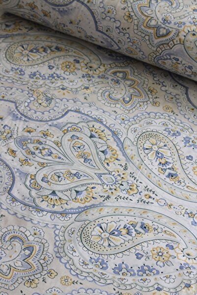 Premier Mint Yeşili Şal Desen Nevresimlik Poplin Kumaş