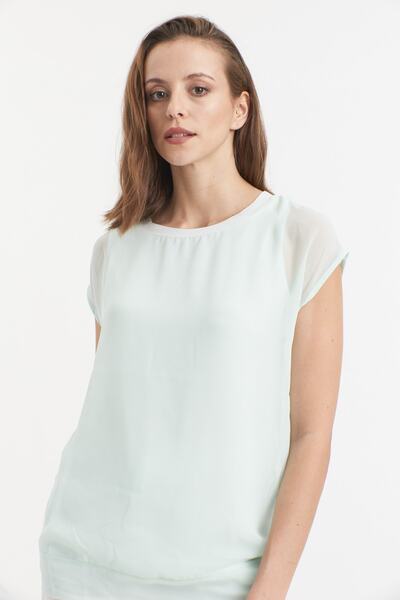 Hanna's by Hanna Darsa Women's Ice Blue Chiffon Self Lined Blouse