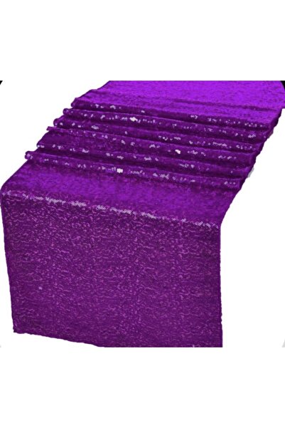 MER HOME Mor Pullu Payetli Masa Runner (40x140)