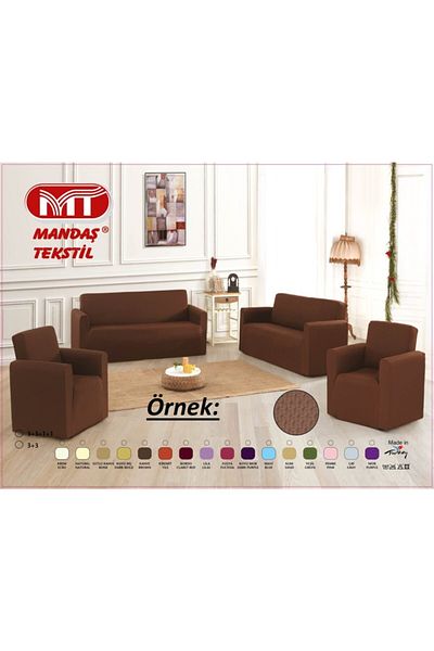 Mandaş Bürümcük Pıtırcık Maxi Set Coated Sofa Cover 3+3+1+1 (Optional) - Gray