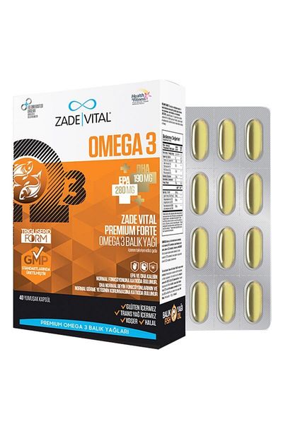 Zade Vital Omega 3 Forte - 40 Soft Fish Oil Capsules