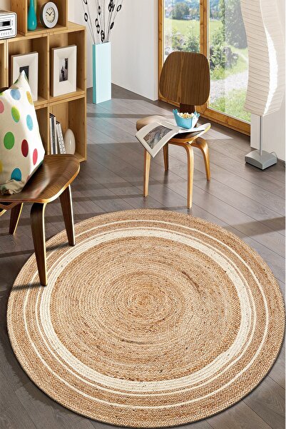 Modern home Desenli Yuvarlak Halı Kolay Temizlenebilen Deri Kaymaz Tabanlı Halı