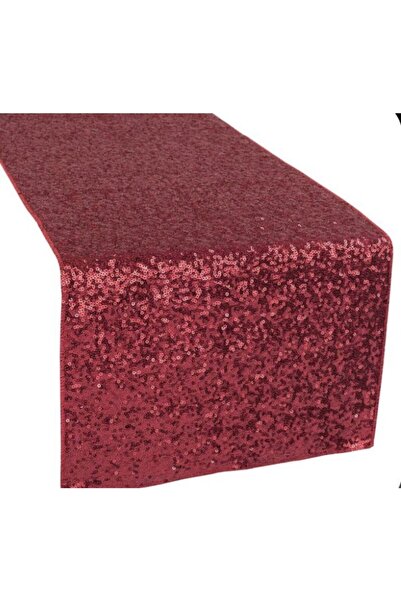 MER HOME Τραπέζι Runner με παγιέτες μπορντό (40x140)