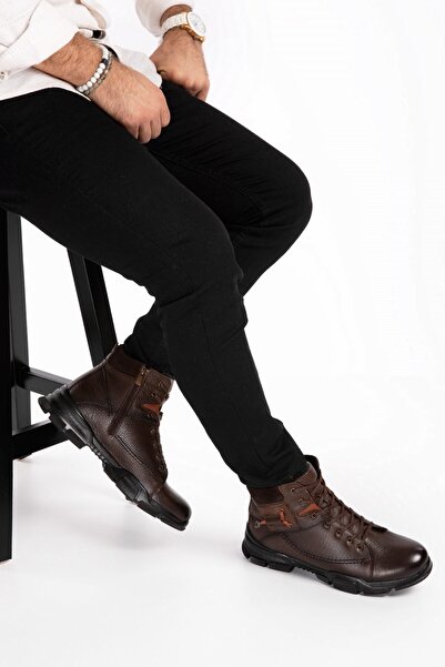 maximoda Ανδρικές μπότες από γνήσιο δέρμα και γούνα στο νερό και στο κρύο