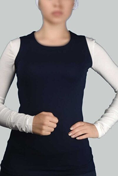 Altobeh Жіночий боді з ліхварним коміром, без рукавів, з еластичною талією - темно-синій