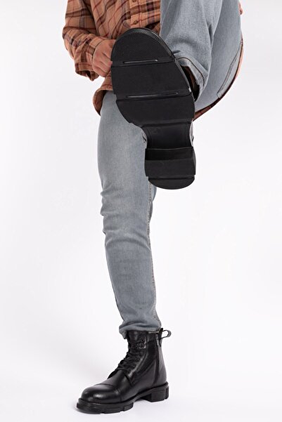 depderi Hakiki Deri Içi Kürklü Fermuarlı Suya Dayanıklı Erkek Deri Bot