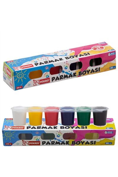 Mikro 6 Colors Finger Paint 6-Piece Finger Painting Set 6 X 25ml Pm-6