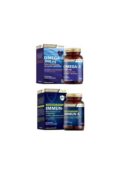 Nutraxin Omega 3 2000Mg+ 60 Capsules Containing Beta-glucan 1,3-1,6 Food Supplement Immun-s 60 Tablets