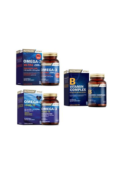 Nutraxin Omega 3 Ultra 2500 Mg - 30 Capsules + Vitamin B Complex 60 Tablets