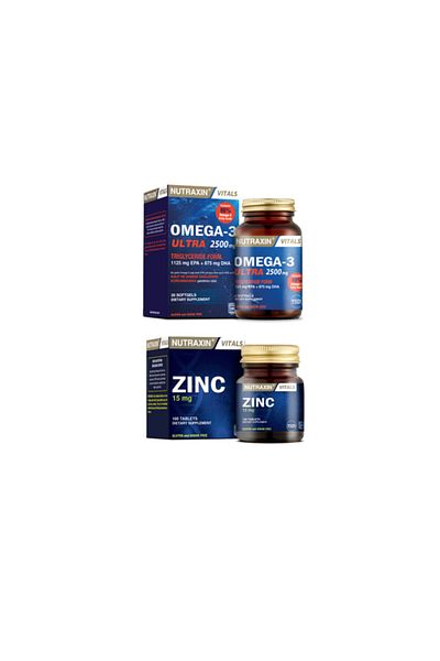 Nutraxin Omega 3 Ultra 2500 Mg - Fish Oil 100 Tablets, 30 Soft Capsules, Zinc (Zinc) Supplement 15 Mg