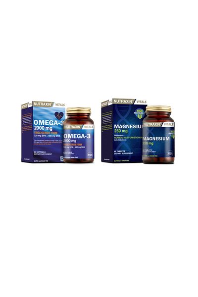 Nutraxin Omega 3 Fish Oil - 2000 Mg 60 Soft Capsules + Magnesium Citrate 250 Mg 60 Tablets