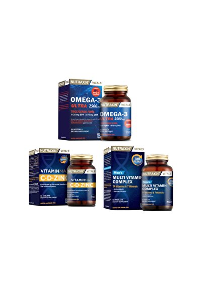 Nutraxin Omega 3 Ultra 2500 Mg 30 Kapsül + Vitamin Max (c,d,zinc)60 Tablet +m...