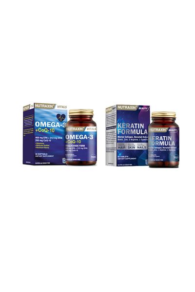 Nutraxin 60 Soft Capsules with Omega 3 and Coq-10 Coenzyme Keratin Form 60 Tablets