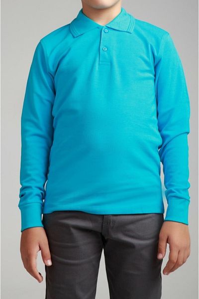 NACAR STORE Ученическа тениска с поло яка за момичета и момчета с дълъг ръкав