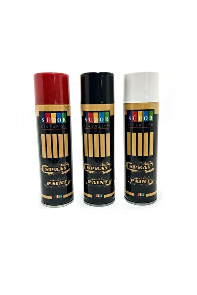 Südor Spr100 Spray Boya 200ml 3 Renk 3'lü Siyah-kırmızı-beyaz
