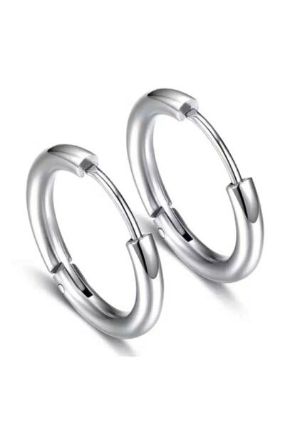 Therapy Aksesuar Gümüş Renkli Orta Boy Çelik Erkek Halka Küpe 14mm