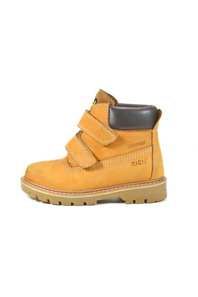 Rich 402 Cizme ortopedice pentru băieți din piele naturală uleiată cu velcro galben