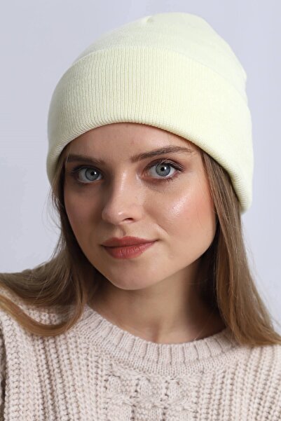 CosmoOutlet Solid Color Basic Folded Women's Ecru Color Beret