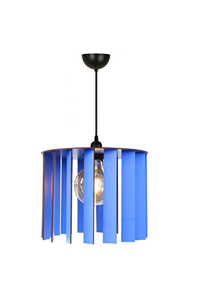 Morvizyon Dekoratif Tasarım Ahşap Avize - M310 Mavi