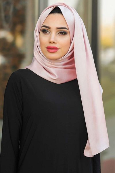 Neva Style - Şal roz cu aspect de mătase 7501p