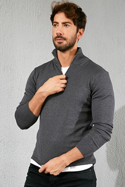 Sateen Men Sweater - Gray - Regular